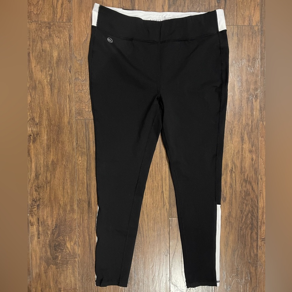 Ralph Lauren performance black & white full length leggings inner waist band XL